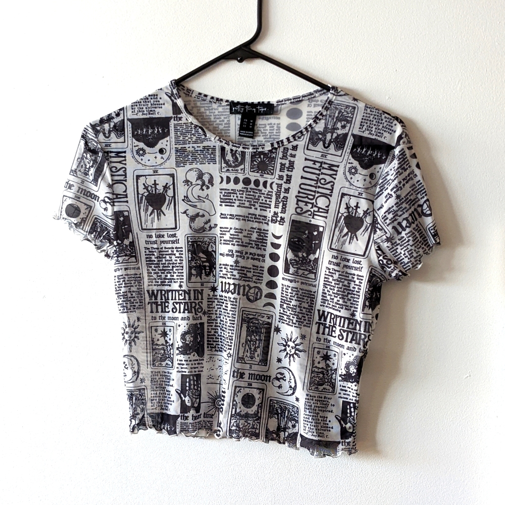 Sheer, Newspaper Print, Shirt